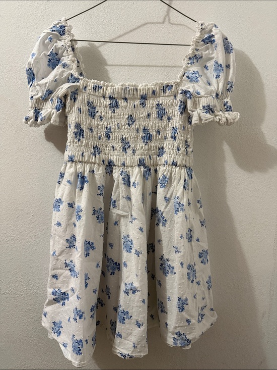 Altar'd State Dresses & Skirts - Altar'd State White Dress with Blue Floral Print
